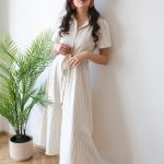 Inventino look bézs csíkos ingruha