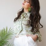 Inventino look zöld mintás blúz