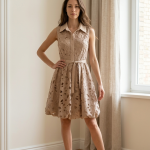 Inventino look taupe csipkés ruha